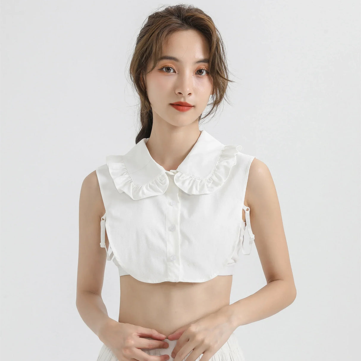 Women Fake Collar Shirt Ruffles Lapel Detachable Shirt Collar Girls Sweater False Collar Blouse Clothes Accessories Tie Faux Col