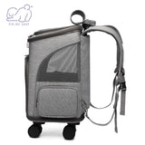 Pet Travel Carrier Backpack for Dogs Cats Puppy Removable Rolling Wheels Mesh Ventilation Window Storage Pockets Supplies