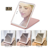 Led  Make Up Mirror With Light  Tool Portable Foldable Travel Desk Vanity Table Bath Bedroom Makeup Tools Lighted Makeup Mirrors