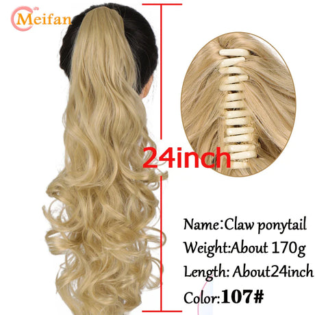 MEIFAN Long Synthetic Wavy Clip in Hair Ponytail Hair Wigs Extensions Style Claw Pony Tail Hairpiece for Women Cosplay Party