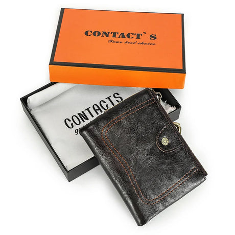 Contact'S Metal Frame Wallet Ladies Purse Women Cowhide Vintage Hasp and Zipper Red Small Purses for Woman ID Cards And Coin