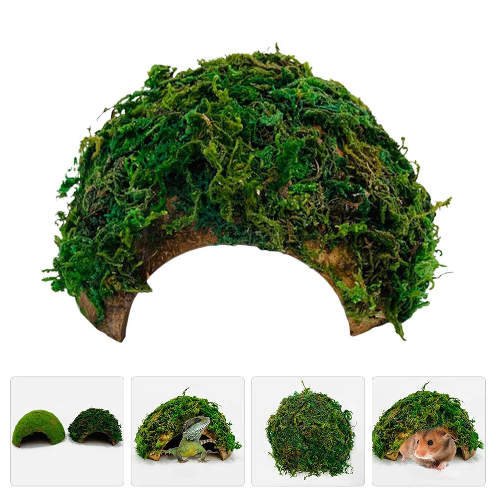 Reptile Hideout House Hamster Turtle Habitat Shelter Terrarium Ornament Coconut Shell Gecko Hides and Caves Lizard Hiding New