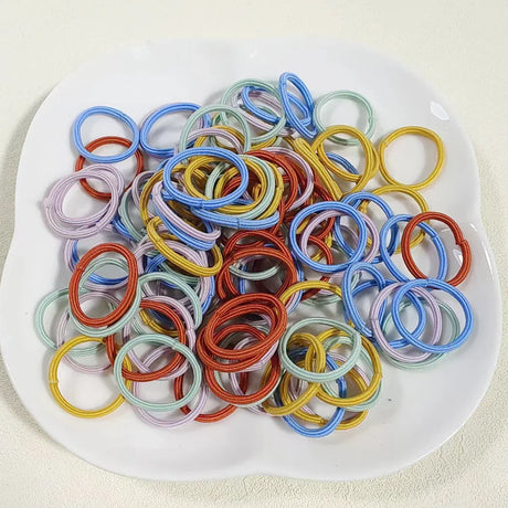 [100 Packs] Baby Rubber Band Does Not Hurt The Hair Small Thumb Ring High Elastic Thread Toddler Seamless Scrunchies Set