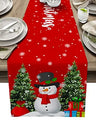 Christmas Snowman Table Runner for Kitchen Decor Snowflakes Christmas Tree Table Runner for Wedding Festive Party Dresser Scarf