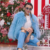 Womens Natural Mongolian Lamb Fur Coat Short Winter Real Sheep Fur Jacket Ladies Genuine Sheepskin Coats