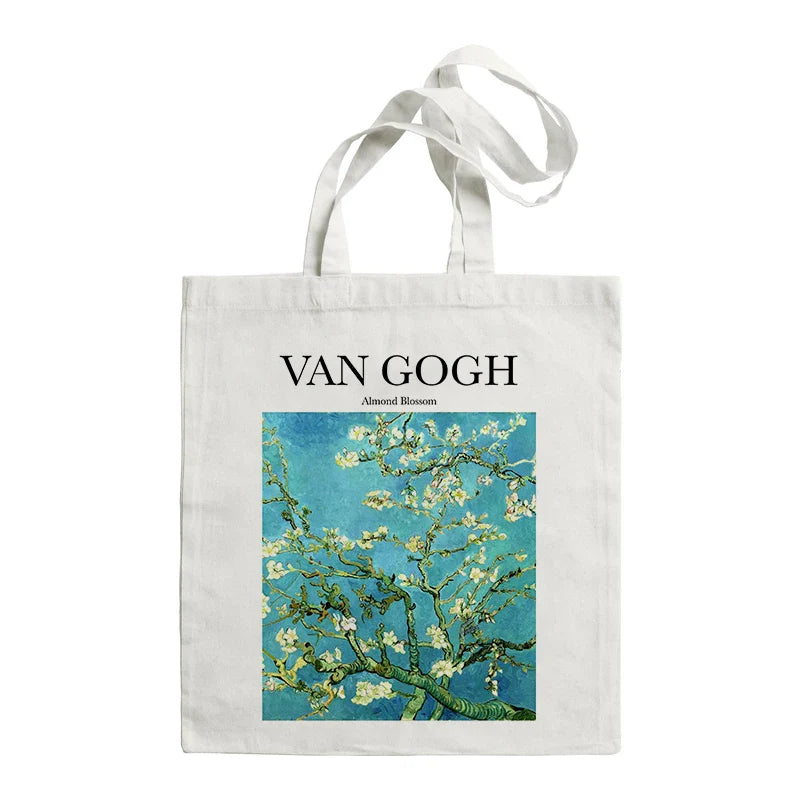 Van Gogh Painting Women Canvas Shoulder Bag High Capacity Tote Bag Aesthetics Shopping Bags Cotton Handbags Books Bag For Girls