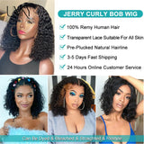 Wigs Human Hair Jerry Curly Lace Front Wig 13x4 Transparent Lace Wig For Women 4x4 Closure Wig Short Bob Human Hair Wig 8-14inch