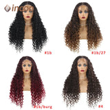 24'' Bohemia Full Lace Box Braided Wig Synthetic Lace Frontal Wig for Braiding Wih Curly Hair Ombre Blonde Goddess Faux Locs Wig