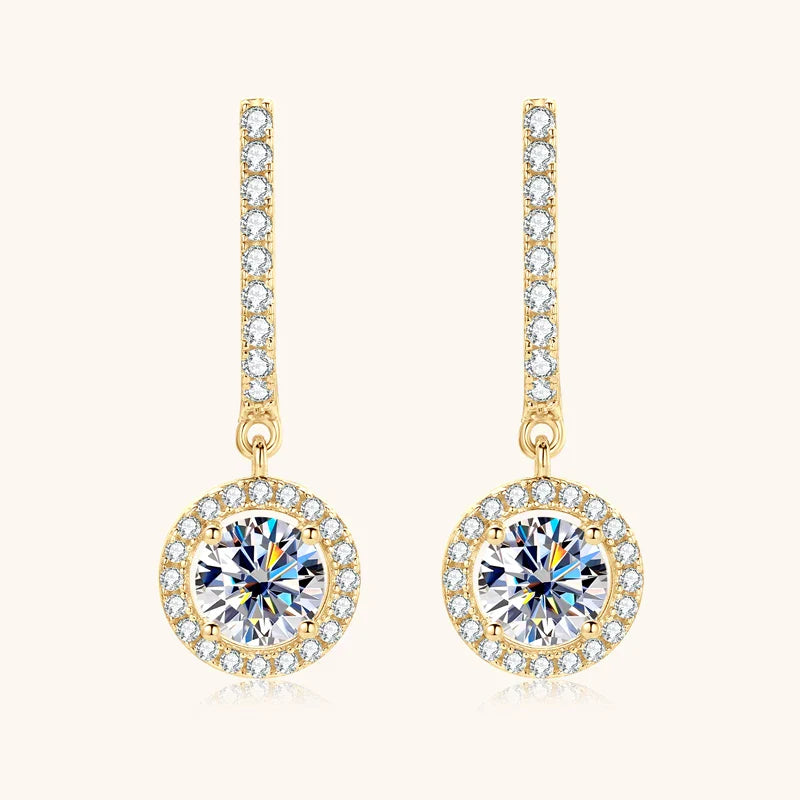 Anziw 2023 Women Hoops 925 Silver Gold Drop Earrings Dangle Real Moissanite Earring Original GRA Certified Wedding Jewelry Gifts