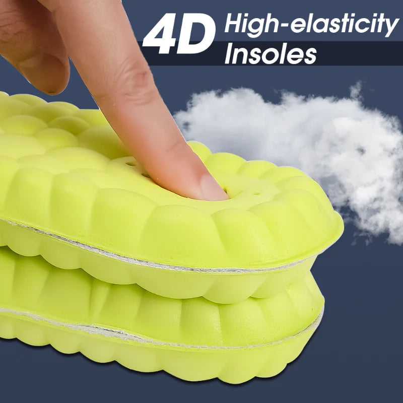 4D Orthopedic Sport Insoles Soft Breathable High-elasticity Shock Absorption Running Shoe Pad for Men Women Latex Massage Insole