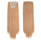 Synthetic Clip in Hair Extensions 6 Pcs/Set 16 Clips Long Straight Hairpieces Clip On Hair Extension for Women Blonde