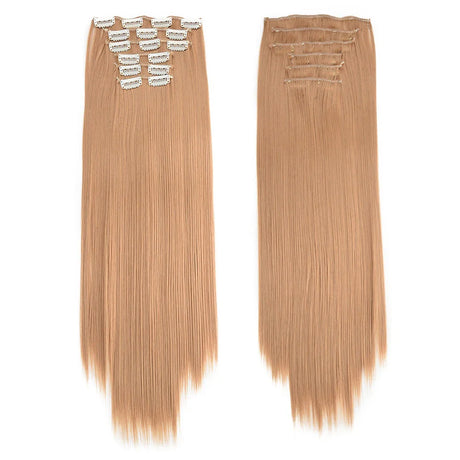 Synthetic Clip in Hair Extensions 6 Pcs/Set 16 Clips Long Straight Hairpieces Clip On Hair Extension for Women Blonde