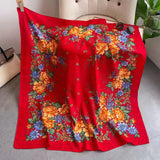 110*110cm Russian National Square Scarf Retro Floral Print Bandana Shawl Babushka Handkerchief Traditional Ukrainian Shawls