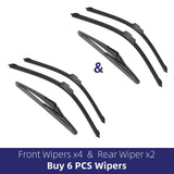 For Renault Megane 2 2002-2006 Car Front Rear Wiper Blades Soft Rubber Windscreen Wipers Auto Windshield 24"18"9" 2003 2004 2005