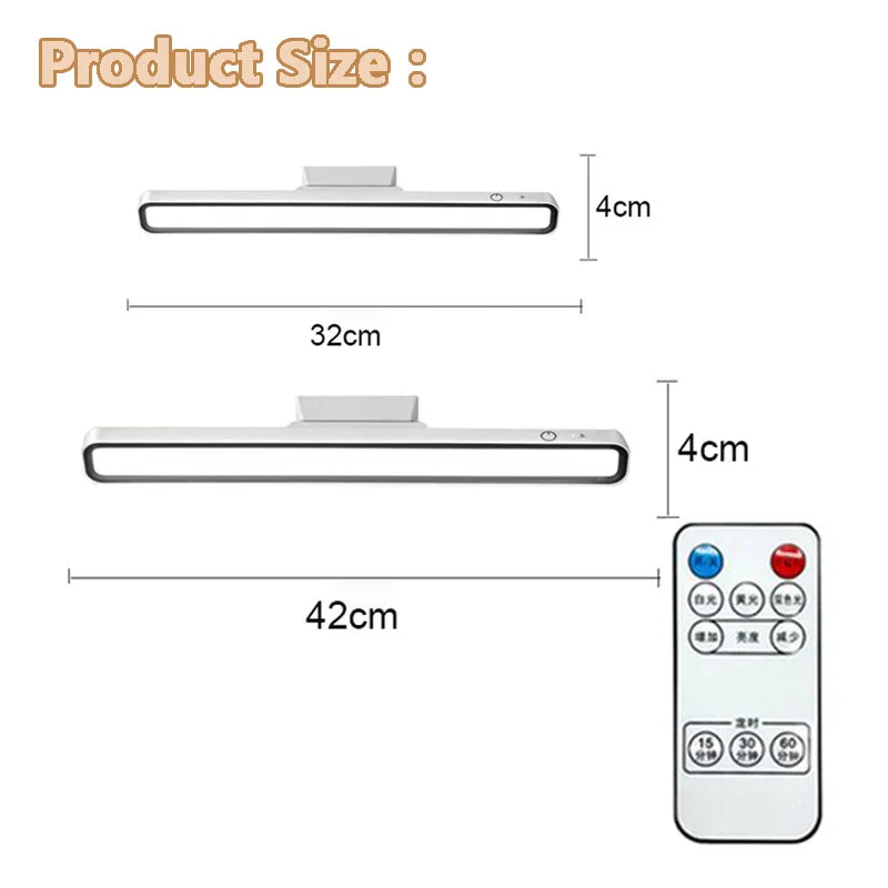 LED Reading Desk Lamp USB Rechargeable Light Stepless Dimming Table Lamp Remote Control Night Light for Bedroom Cabinet Closet