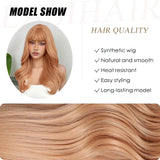 EASIHAIR Light Orange Synthetic Wigs Long Wavy Ombre Natural Hair Wigs with Bangs for Women Cosplay Lolita Wig Heat Resistant