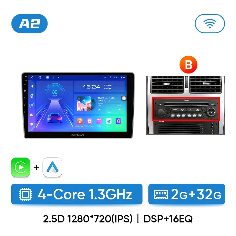 Ainavi  Wireless CarPlay Android Auto For Peugeot 307 307CC 307SW 2002-2013 Car Radio Car Intelligent Systems No 2 din 2din DVD