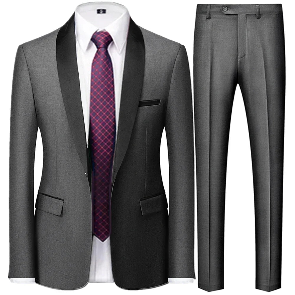 Men's British Style Slim Suit 3 Piece Set Jacket Vest Pants / Male Business Gentleman High End Custom Dress Blazers Coat  S-6XL