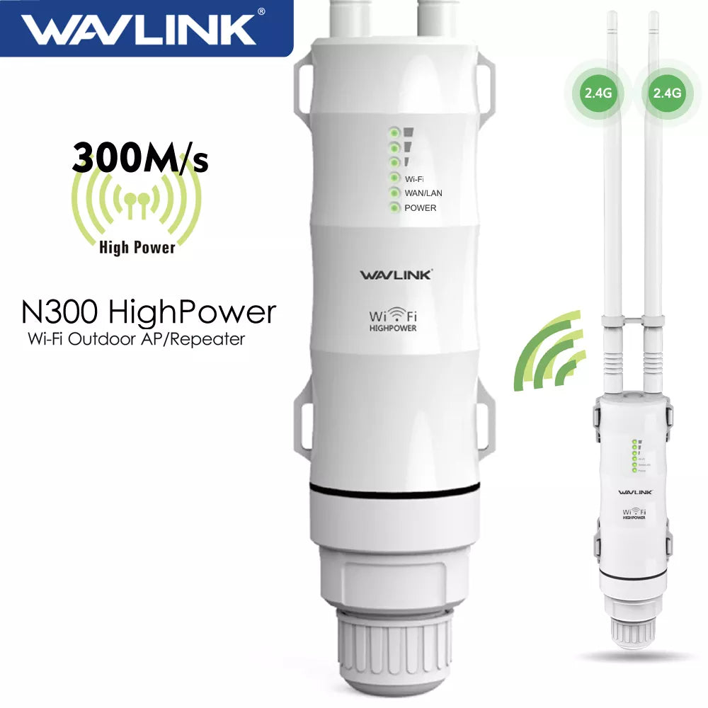 Wavlink High Power 300Mbps Wireless Wifi Repeater Outdoor 2.4G Wireless Wifi Router /Long Range Extender POE High Gain Antennas