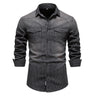 New 2023 Autumn/Winter Fashion Men Clothing 95% Cotton Long Sleeve Denim Shirt Lapel Pocket Single Breasted Casual Quality Shirt