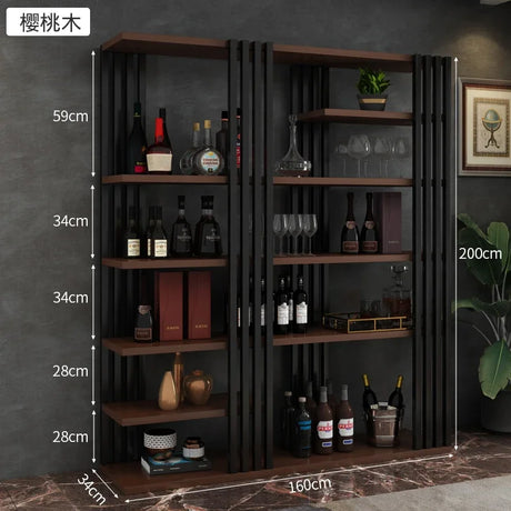 European Iron Bar Wine Cabinets Retro Display Cabinet Industrial Wind Bar Furniture Home Wine Rack Living Room Storage Display