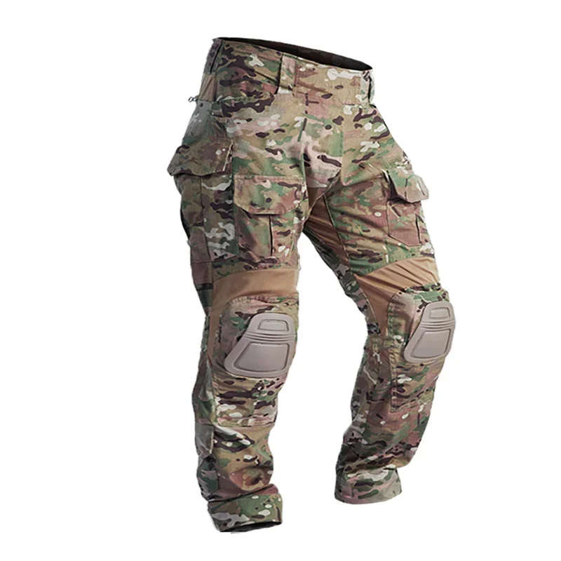 Men Military Tactical Trousers CP Camouflage Cargo Knee Pads Pants Work Clothing Combat Uniform Shirts