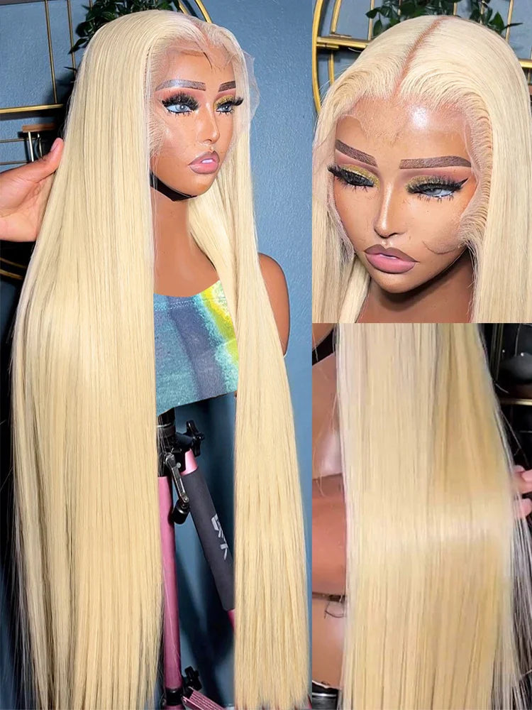 30 32 Inch Straight 13x4 13x6 613 Blonde Lace Front Wig Human Hair Brazilian 250% Colored Lace Frontal Wigs For Women