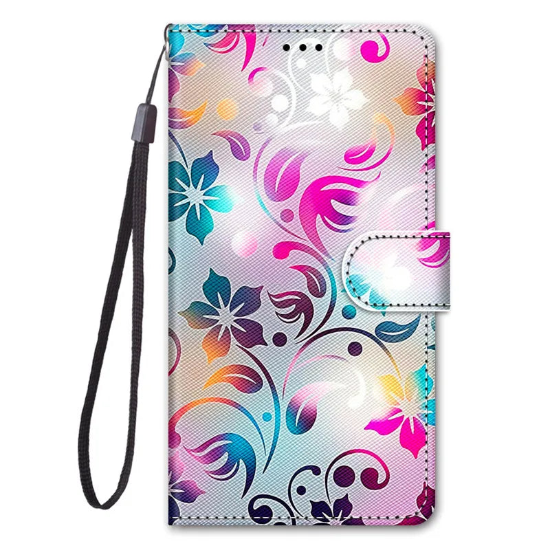 Leather Magnetic Case For Samsung Galaxy A25 A24 A14 4G A34 A54 5G SM-A256B A245F Phone Cover Flip Wallet Painted Funda Etui