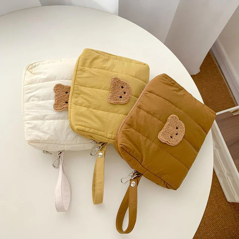 New Cartoon Kids Bedside Stroller Hanging Bag Bear Baby Diaper Bag Storage Polyester Zipper Travel Portable Handbag