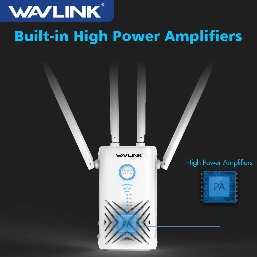 AC1200 WiFi Range Extender Wireless WiFi Repeater Router Access Point 1200Mbps 2.4G&5GHz Full Coverage WiFi Signal Amplifier