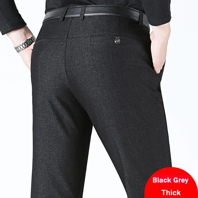 New Style Autumn Winter Men's Slim Casual Pants Fashion Business Stretch Trousers Men Brand Straight Pant Black Navy Plus Size