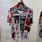 Summer New Wacko Maria Beach Shirt for Men Hip Hop Rose Red Portrait Full Print Harajuku Loose Short Sleeve Marley Same Style