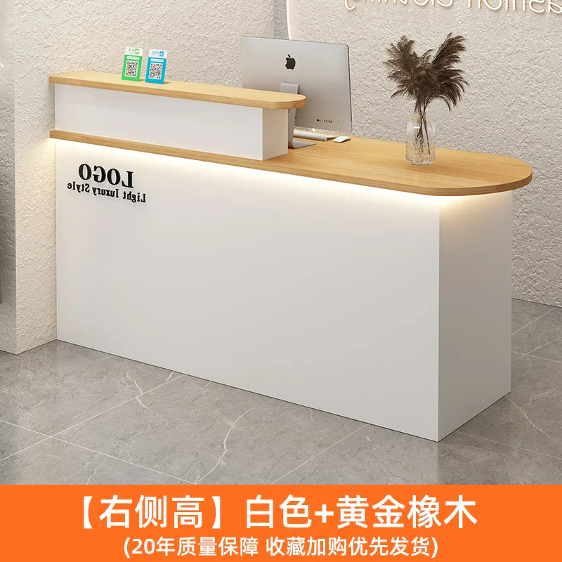 White Stylish Reception Desks Corner Light Bar Office Checkout Reception Desks Beauty Salon Mostrador Commercial Furniture