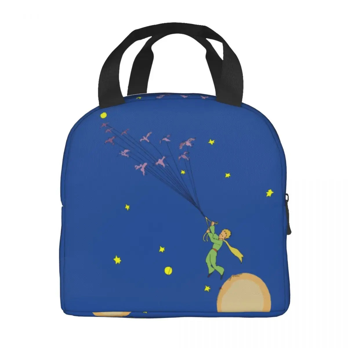 Custom The Little Prince Birds And Stars Lunch Bag Men Women Thermal Cooler Insulated Lunch Box for Adult Office