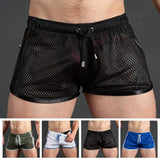 Men Casual Shorts Mesh Sexy Breathable Boxer Shorts Transparent Briefs Bugle Pouch Panties Male See Through Trunk Sexy Pant