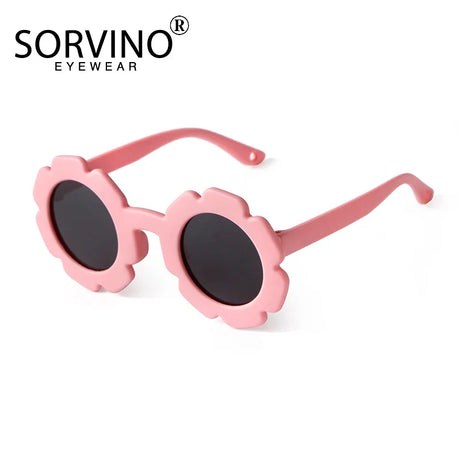 SORVINO Vintage Kids Sunglasses Child Sun Glasses Round Flower Baby Children UV400 Polarized Sunglasses Girls Boys Party Shades