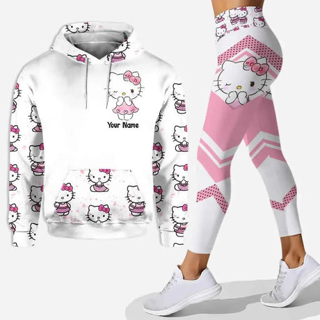 2024 Disney Hello Kitty 3D Kitty Cat Hoodie Women's Hoodie Suit Yoga Pants Sweatpants Fashion Sports Suit