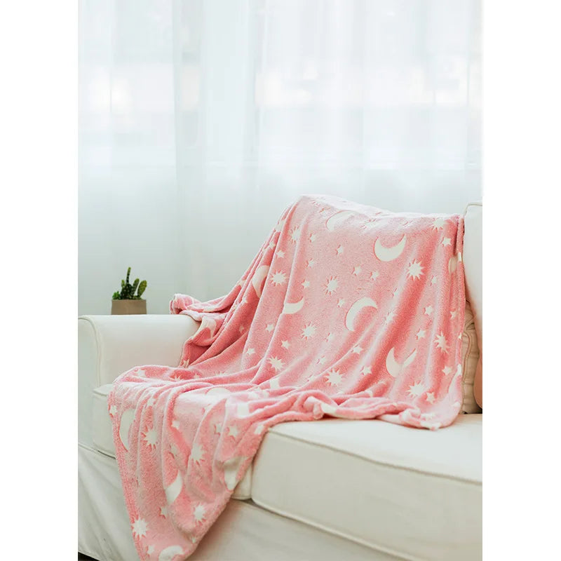 Glow in The Dark Throw Blanket Luminous Unicorns Dinasour Mermaid Blanket Christmas Gifts for Boys Girls Fleece Thin Blanket