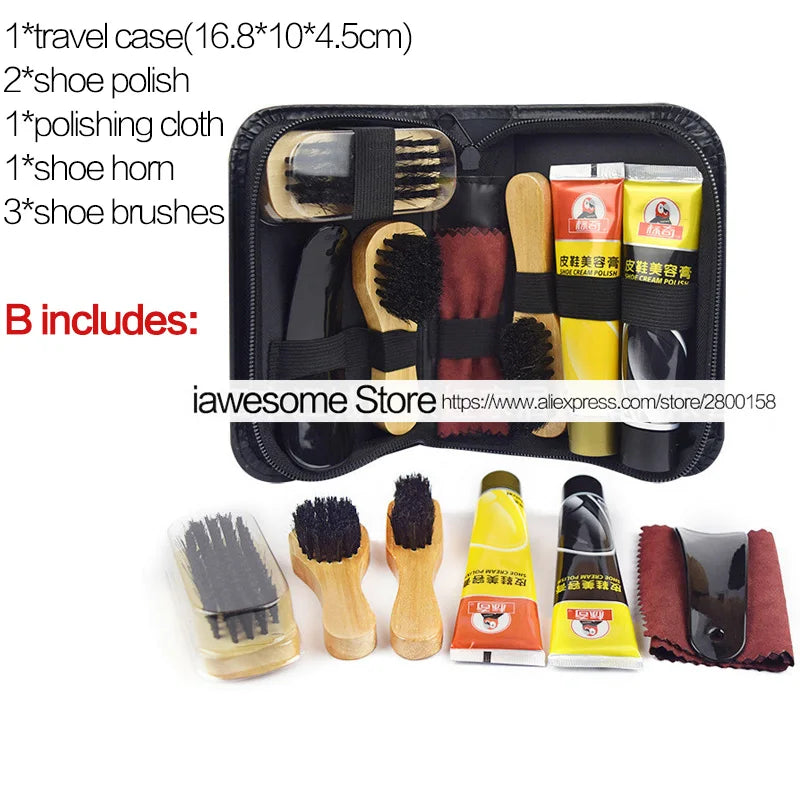 Professional Shoes Care Kit Portable For Boots Sneakers Cleaning Set Polish Brush horn Shine Polishing Tool For Leather Shoes