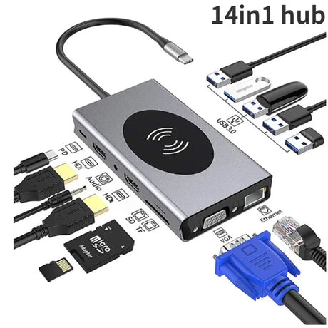 Docking Station Type C HUB To HDMI-Compatible Adapter OTG Vga RJ45 Lan Multi Port USB 3.0 PD USB-C Splitter for MacBook Pro Air