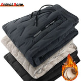 Winter Zip Pockets Thicken Fleece Sweatpants Men Jogger Black  Down Sport Warm Pants Male Water Proof Thermal Trousers