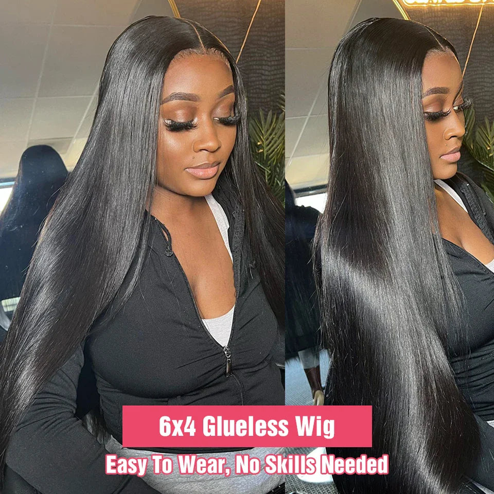 Glueless Preplucked Human Hair Wigs Ready To Wear And Go Straight 13x6 HD Lace Frontal Human Hair Wig On Sale Clearance Pre Cut