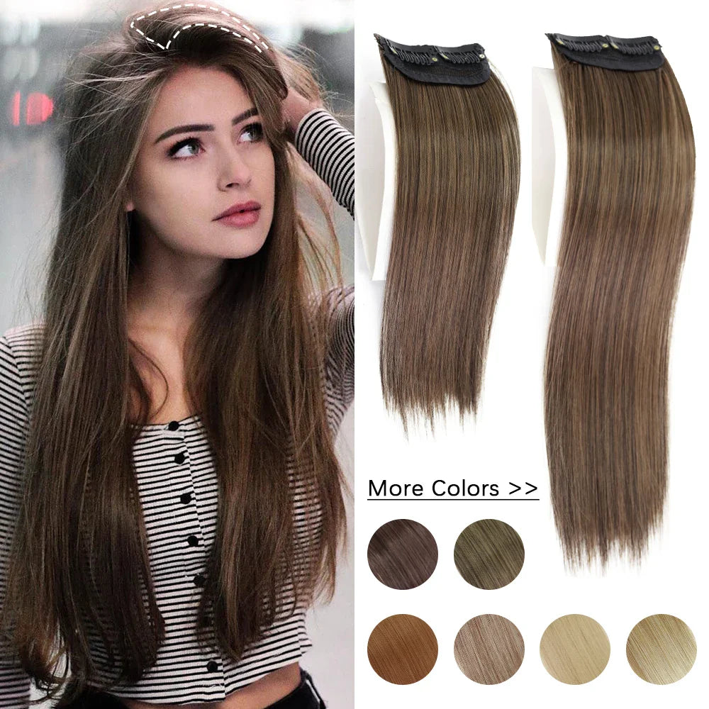 AZQUEEN Synthetic 20cm/30cm Invisible Straight Pads Clip In One Piece Hair Extension Top Side Cover Fluffy Hairpiece For Women