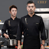 White chef jacket long sleeve chef coat T-shirt Hotel chef uniform restaurant chef coat Bakery Breathable Cooking clothes logo