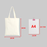 Large Capacity Canvas Shopping Bags DIY Folding Eco-Friendly Cotton Tote Bags Shoulder Bag Reusable Grocery Handbag Beige White