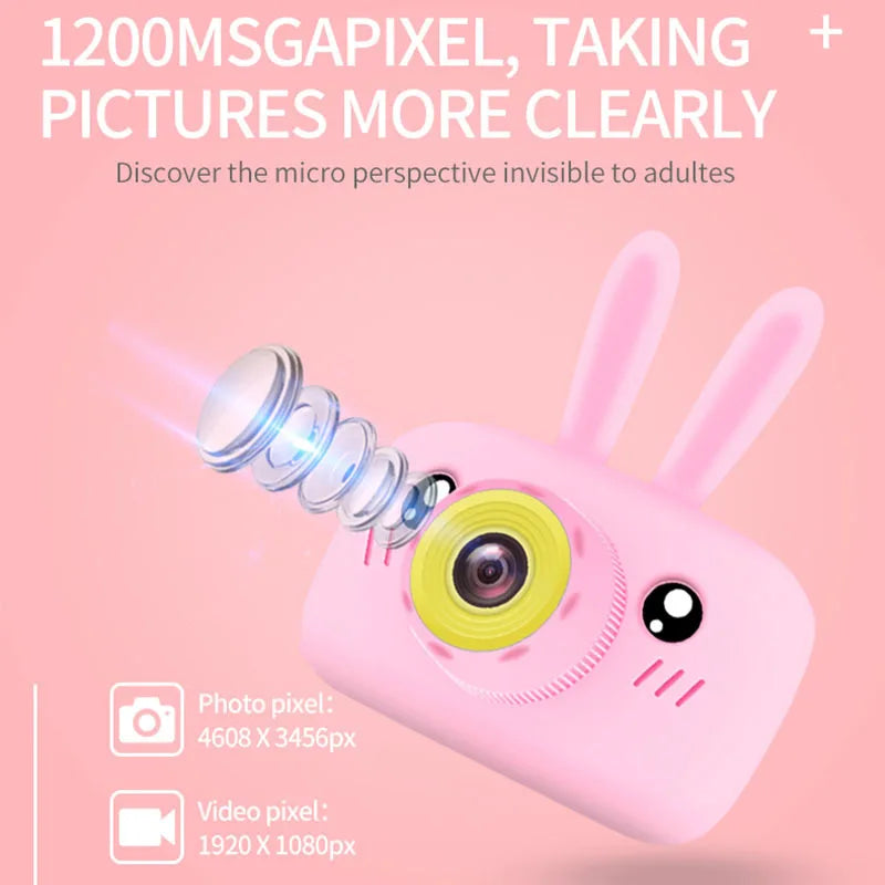 New Mini Cartoon Rabbit Camera 2 Inch HD Screen Educational Children Toys Portable Video Digital Camera SLR Camera For Kid Gifts