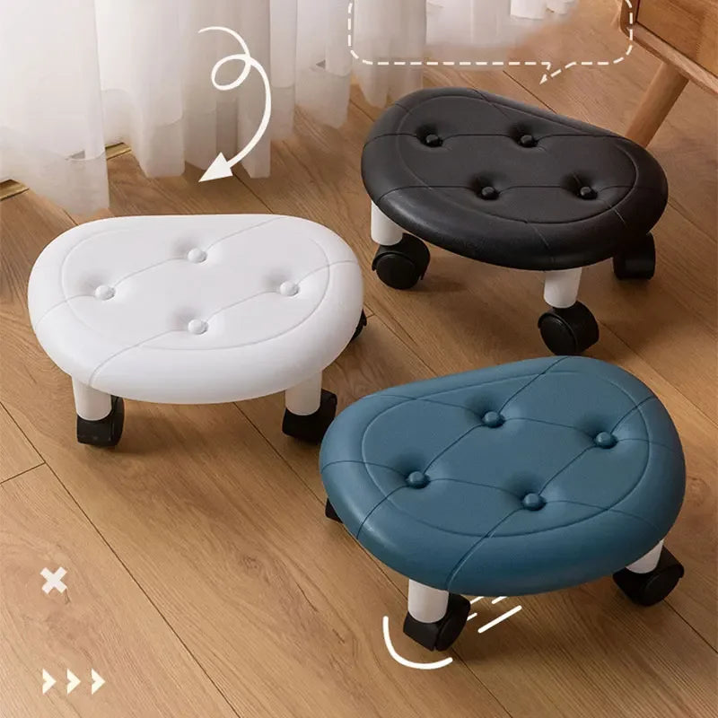 Movable Living Room Low Stool Silent Universal Wheel 360° Rotating Seat Outdoor Camping Picnic Plastic Portable Chair Children