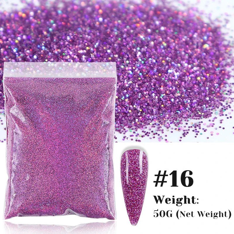 50g Holographic Glitter Powder Resin Art Glitter Laser  Nail Glitter Flakes Hexagon Shape Sparkly Sequins Resin DIY Accessories