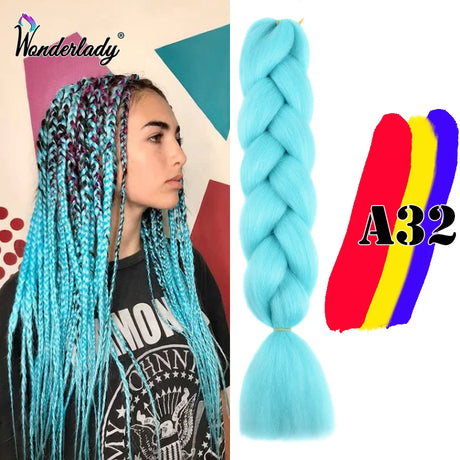 WonderLady 255 Color Long Colored Braiding Hair Jumbo Braids DIY Hairstyle Ombre Synthetic Hair Extensions For Women Braiding