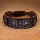 Durable Spiked Genuine Leather Dog Collar For Medium Large Dogs Pitbull Bulldog Adjustable Pet Accessories Collars Neck Strap